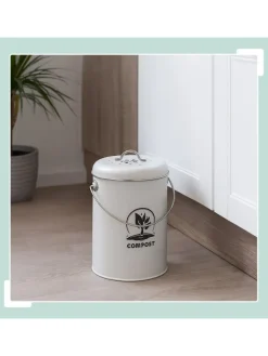 relaxdays Mülleimer<Komposteimer in Weiß - 5,5 Liter
