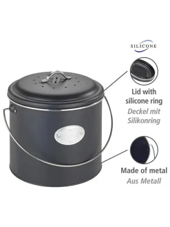 Wenko Mülleimer<Komposteimer "Nero" in Schwarz - 6 l