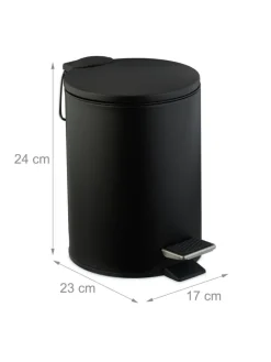 relaxdays Mülleimer<Kosmetikeimer in Schwarz - 3 Liter