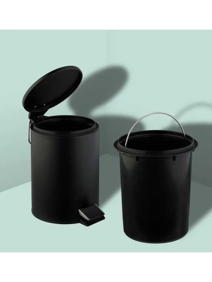 relaxdays Mülleimer<Kosmetikeimer in Schwarz - 3 Liter