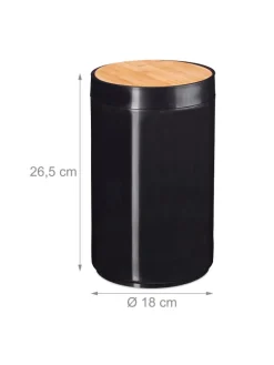 relaxdays Mülleimer<Kosmetikeimer in Schwarz - 5,5 L