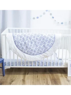 Emma+Noah Wohndecken & Plaids<Krabbeldecke "Sheer Boho" in Blau/ Weiß - Ø 100 cm