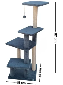 Paws&Whiskers Katzen<Kratzbaum "Alessi" in Anthrazit - (B)45 x (H)117 x (T)45 cm