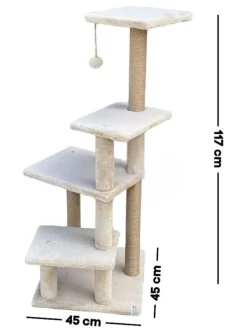 Paws&Whiskers Katzen<Kratzbaum "Alessi" in Beige - (B)45 x (H)117 x (T)45 cm
