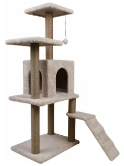 Paws&Whiskers Katzen<Kratzbaum "Arden" in Beige - (B)50 x (H)125 x (T)35 cm