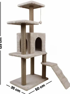 Paws&Whiskers Katzen<Kratzbaum "Arden" in Beige - (B)50 x (H)125 x (T)35 cm