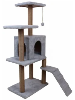 Paws&Whiskers Katzen<Kratzbaum "Arden" in Grau - (B)50 x (H)125 x (T)35 cm