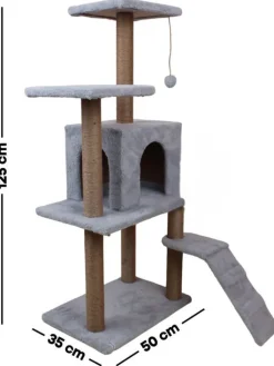 Paws&Whiskers Katzen<Kratzbaum "Arden" in Grau - (B)50 x (H)125 x (T)35 cm