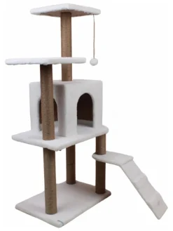 Paws&Whiskers Katzen<Kratzbaum "Arden" in Weiß - (B)50 x (H)125 x (T)35 cm