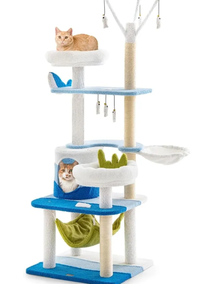 COSTWAY Katzen<Kratzbaum 165cm in Blau
