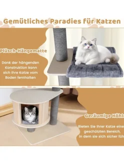 COSTWAY Katzen<Kratzbaum deckenhoch mit Höhle 236-271 cm in Grau