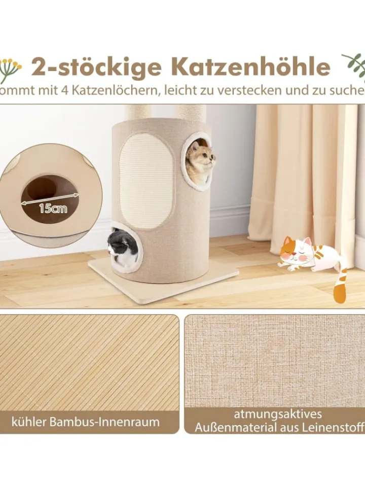 COSTWAY Katzen<Kratzbaum Groß 187 cm in Beige