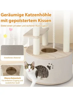 COSTWAY Katzen<Kratzbaum Holz 141 cm in Beige