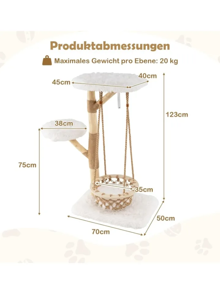 COSTWAY Katzen<Kratzbaum Holz in Hellbraun