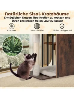 COSTWAY Katzen<Kratzbaum Holz Metall 112 cm in Braun