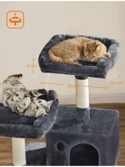 Songmics Katzen<Kratzbaum in Dunkelgrau/ Creme - (B)55 x (H)143 x (T)45 cm
