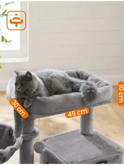Songmics Katzen<Kratzbaum in Hellgrau - (B)48 x (H)96 x (T)48 cm