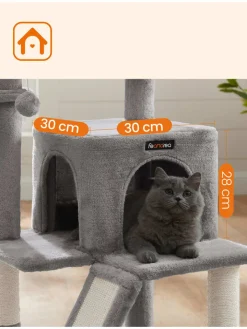 Songmics Katzen<Kratzbaum in Hellgrau - (B)48 x (H)96 x (T)48 cm