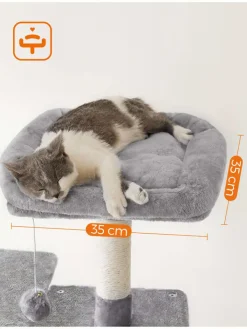 Songmics Katzen<Kratzbaum in Hellgrau/ Creme - (B)55 x (H)143 x (T)45 cm