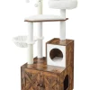 Songmics Katzen<Kratzbaum in Weiß/ Braun - (B)58 x (H)140 x (T)50 cm