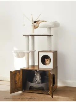 Songmics Katzen<Kratzbaum in Weiß/ Braun - (B)58 x (H)140 x (T)50 cm