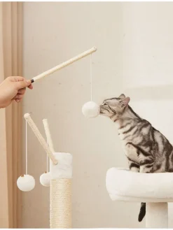 Songmics Katzen<Kratzbaum in Weiß/ Braun - (B)58 x (H)140 x (T)50 cm
