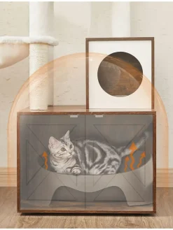 Songmics Katzen<Kratzbaum in Weiß/ Braun - (B)58 x (H)140 x (T)50 cm