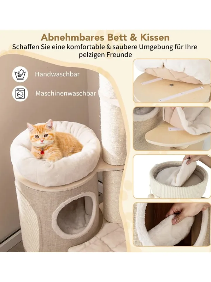 COSTWAY Katzen<Kratzbaum Katzenbaum 5 Ebenen 154cm in Beige