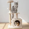 Paws&Whiskers Katzen<Kratzbaum "Liora" in Beige - (B)50 x (H)106 x (T)35 cm