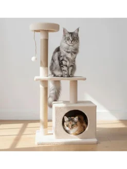 Paws&Whiskers Katzen<Kratzbaum "Liora" in Beige - (B)50 x (H)106 x (T)35 cm