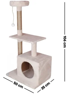 Paws&Whiskers Katzen<Kratzbaum "Liora" in Beige - (B)50 x (H)106 x (T)35 cm