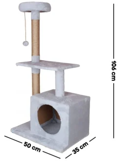 Paws&Whiskers Katzen<Kratzbaum "Liora" in Grau - (B)50 x (H)106 x (T)35 cm