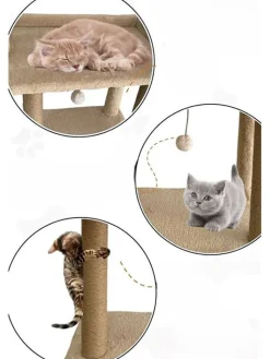 Paws&Whiskers Katzen<Kratzbaum "Liza" in Beige - (B)50 x (H)48 x (T)35 cm