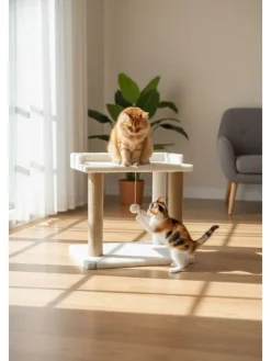 Paws&Whiskers Katzen<Kratzbaum ''Liza'' in Creme - (B)50 x (H)48 x (T)35 cm