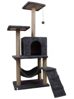 Paws&Whiskers Katzen<Kratzbaum "Midas" in Anthrazit - (B)50 x (H)125 x (T)35 cm