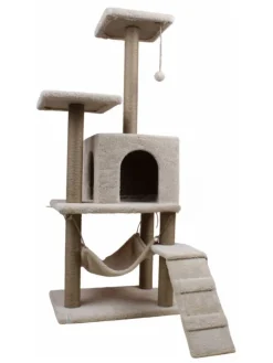 Paws&Whiskers Katzen<Kratzbaum "Midas" in Beige - (B)50 x (H)125 x (T)35 cm