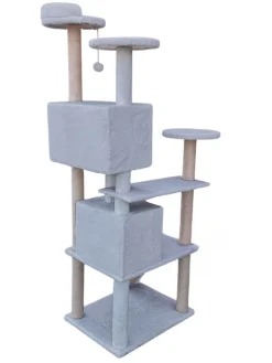Paws&Whiskers Katzen<Kratzbaum "Siena" in Grau - (B)60 x (H)165 x (T)45 cm