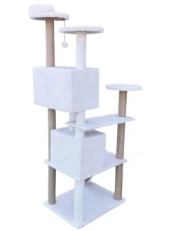Paws&Whiskers Katzen<Kratzbaum "Siena" in Weiß - (B)60 x (H)165 x (T)45 cm