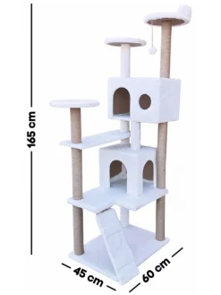 Paws&Whiskers Katzen<Kratzbaum "Siena" in Weiß - (B)60 x (H)165 x (T)45 cm