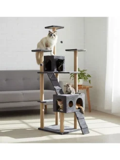 Paws&Whiskers Katzen<Kratzbaum "Verona" in Anthrazit - (B)45 x (H)172 x (T)60 cm