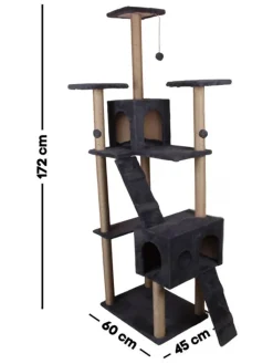 Paws&Whiskers Katzen<Kratzbaum "Verona" in Anthrazit - (B)45 x (H)172 x (T)60 cm