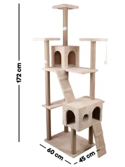 Paws&Whiskers Katzen<Kratzbaum "Verona" in Beige - (B)45 x (H)172 x (T)60 cm