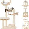 COSTWAY Katzen<Kratzbaum Holz 146cm in Beige