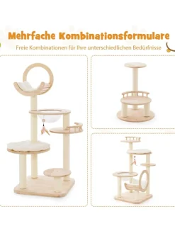 COSTWAY Katzen<Kratzbaum Holz 146cm in Beige