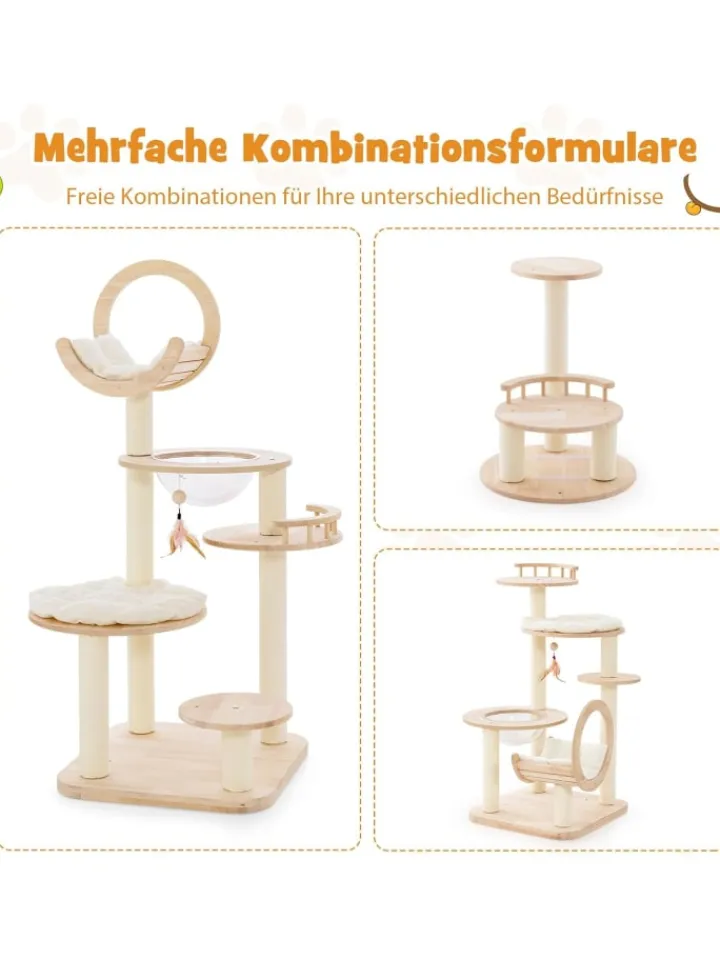 COSTWAY Katzen<Kratzbaum Holz 146cm in Beige