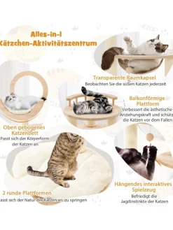 COSTWAY Katzen<Kratzbaum Holz 146cm in Beige