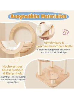 COSTWAY Katzen<Kratzbaum Holz 146cm in Beige