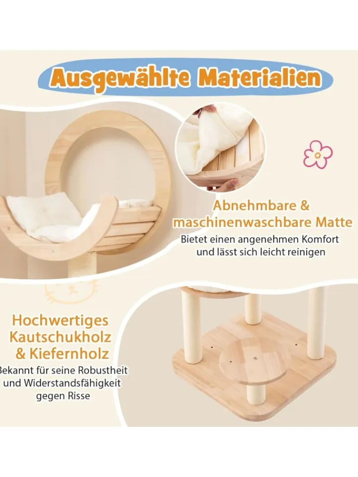 COSTWAY Katzen<Kratzbaum Holz 146cm in Beige