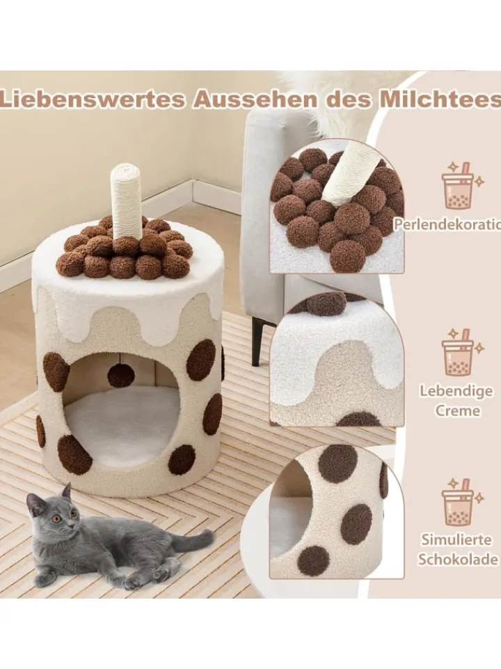 COSTWAY Katzen<Kratztonne 37x37x67cm in Braun