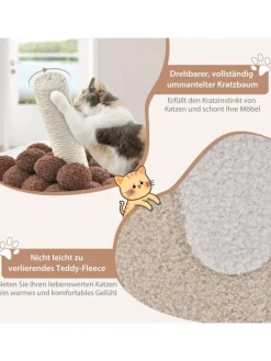 COSTWAY Katzen<Kratztonne 37x37x67cm in Braun